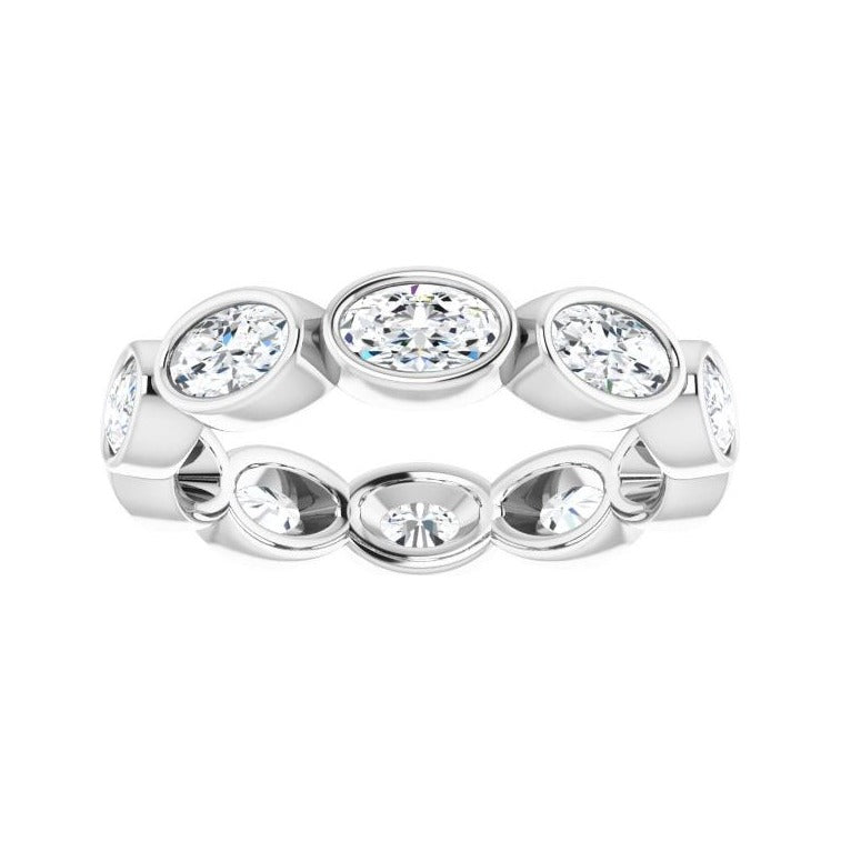 Sapphire Row Natural Diamond Oval Station Band - 10K White Gold, 6.5 (view 3)