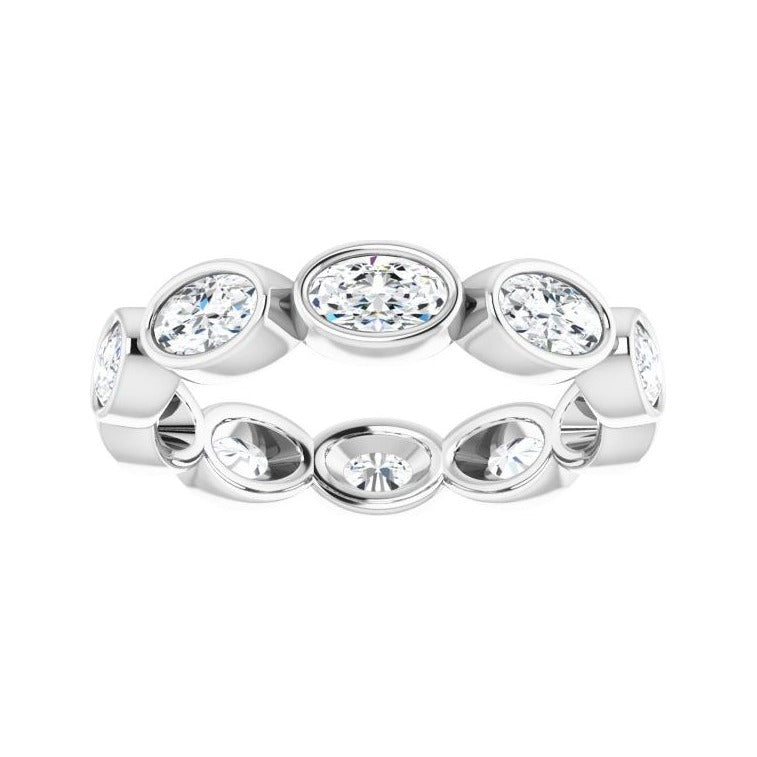 Sapphire Row Natural Diamond Oval Station Band - 10K White Gold, 7.5 (view 3)