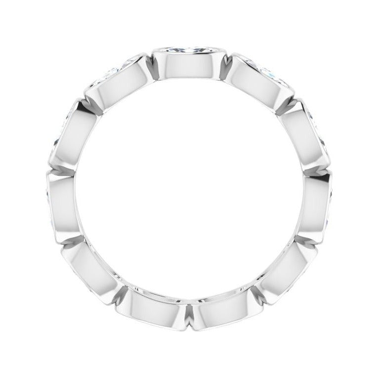 Sapphire Row Natural Diamond Oval Station Band - 10K White Gold, 8.5 (view 2)