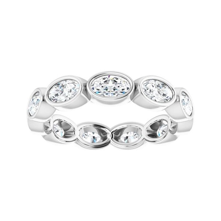 Sapphire Row Natural Diamond Oval Station Band - 10K White Gold, 8.5 (view 3)