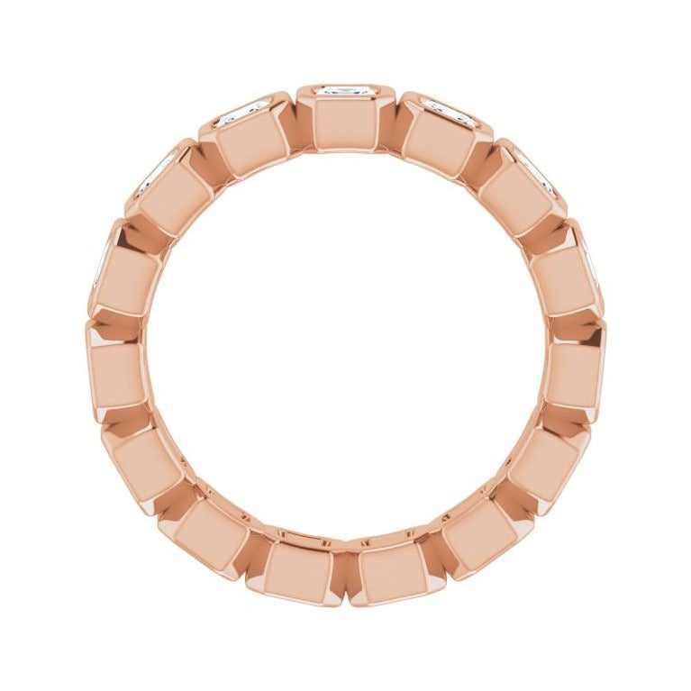 Sapphire Row Lab-Grown Diamond Asscher Station Band - 14K Rose Gold, 2.5 × 2.5 mm, 5 (view 2)
