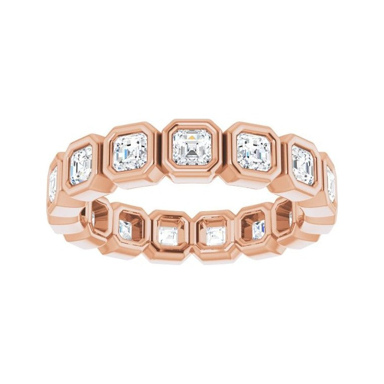 Sapphire Row Lab-Grown Diamond Asscher Station Band - 14K Rose Gold, 2.5 × 2.5 mm, 5 (view 3)