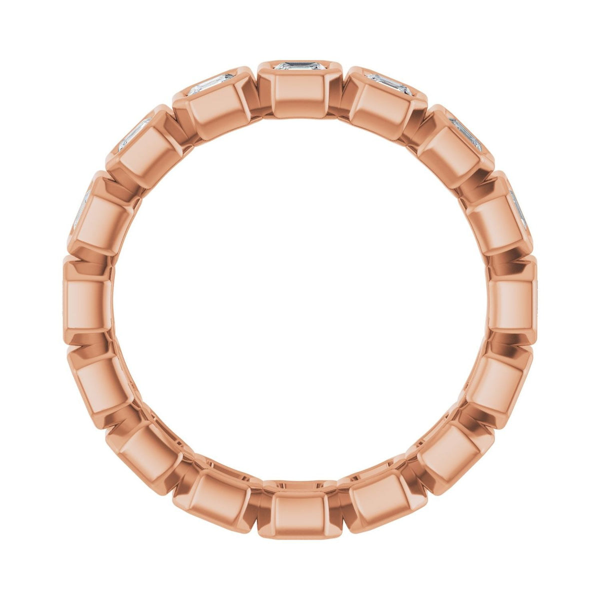 Sapphire Row Lab-Grown Diamond Asscher Station Band - 14K Rose Gold, 2.5 × 2.5 mm, 7 (view 2)