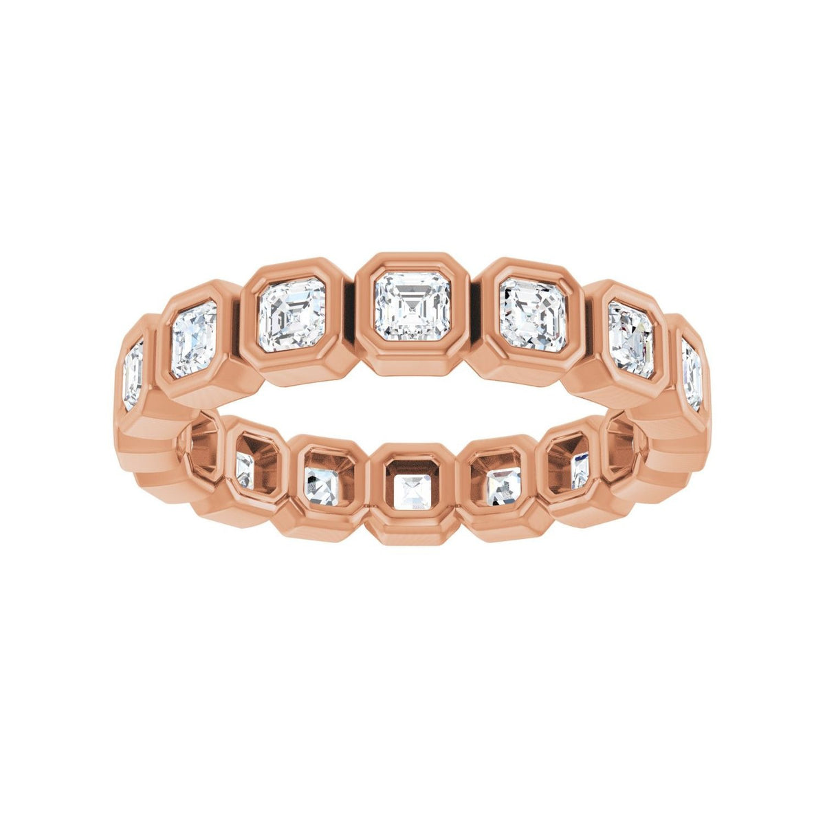 Sapphire Row Lab-Grown Diamond Asscher Station Band - 14K Rose Gold, 2.5 × 2.5 mm, 7 (view 3)