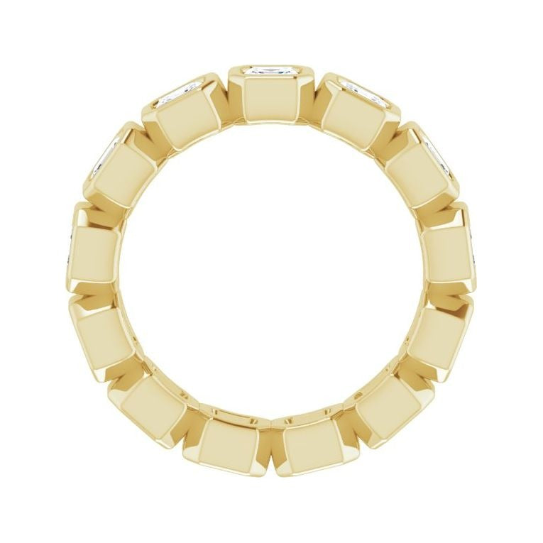 Sapphire Row Lab-Grown Diamond Asscher Station Band - 14K Yellow Gold, 3 × 3 mm, 5.5 (view 2)