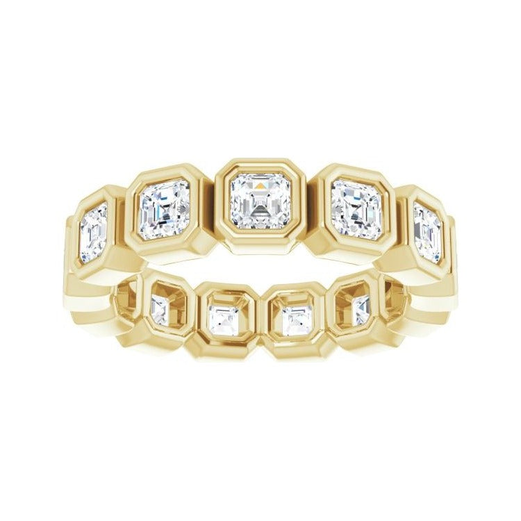 Sapphire Row Lab-Grown Diamond Asscher Station Band - 14K Yellow Gold, 3 × 3 mm, 5.5 (view 3)