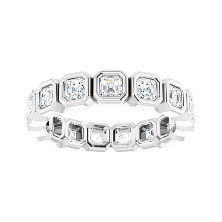 Sapphire Row Lab-Grown Diamond Asscher Station Band - 14K White Gold, 2.5 × 2.5 mm, 5 (view 3)