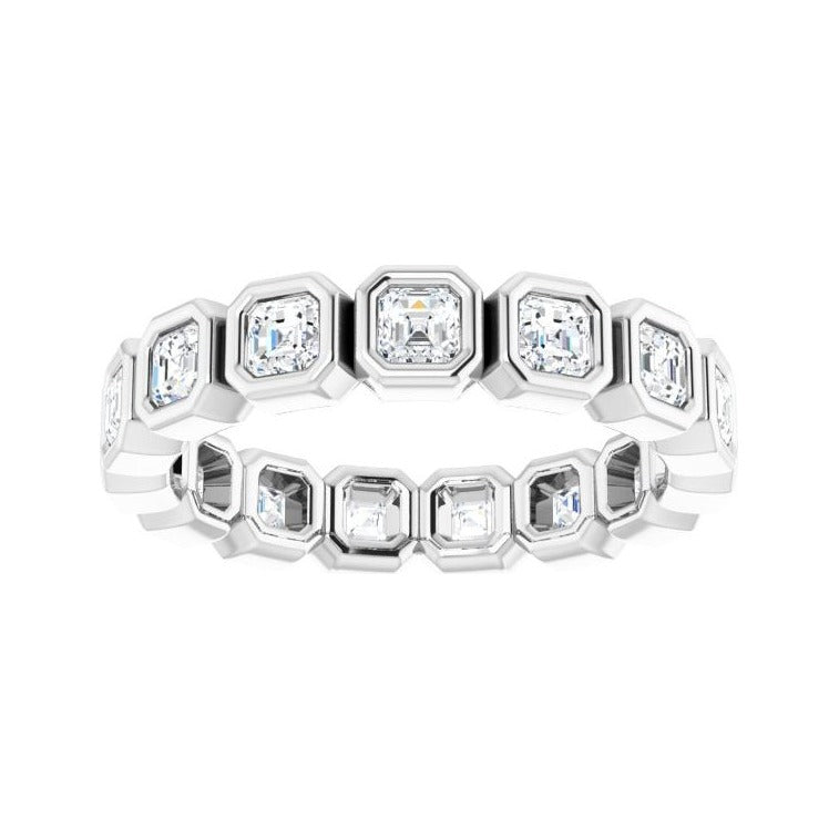 Sapphire Row Lab-Grown Diamond Asscher Station Band - 14K White Gold, 2.5 × 2.5 mm, 6 (view 3)