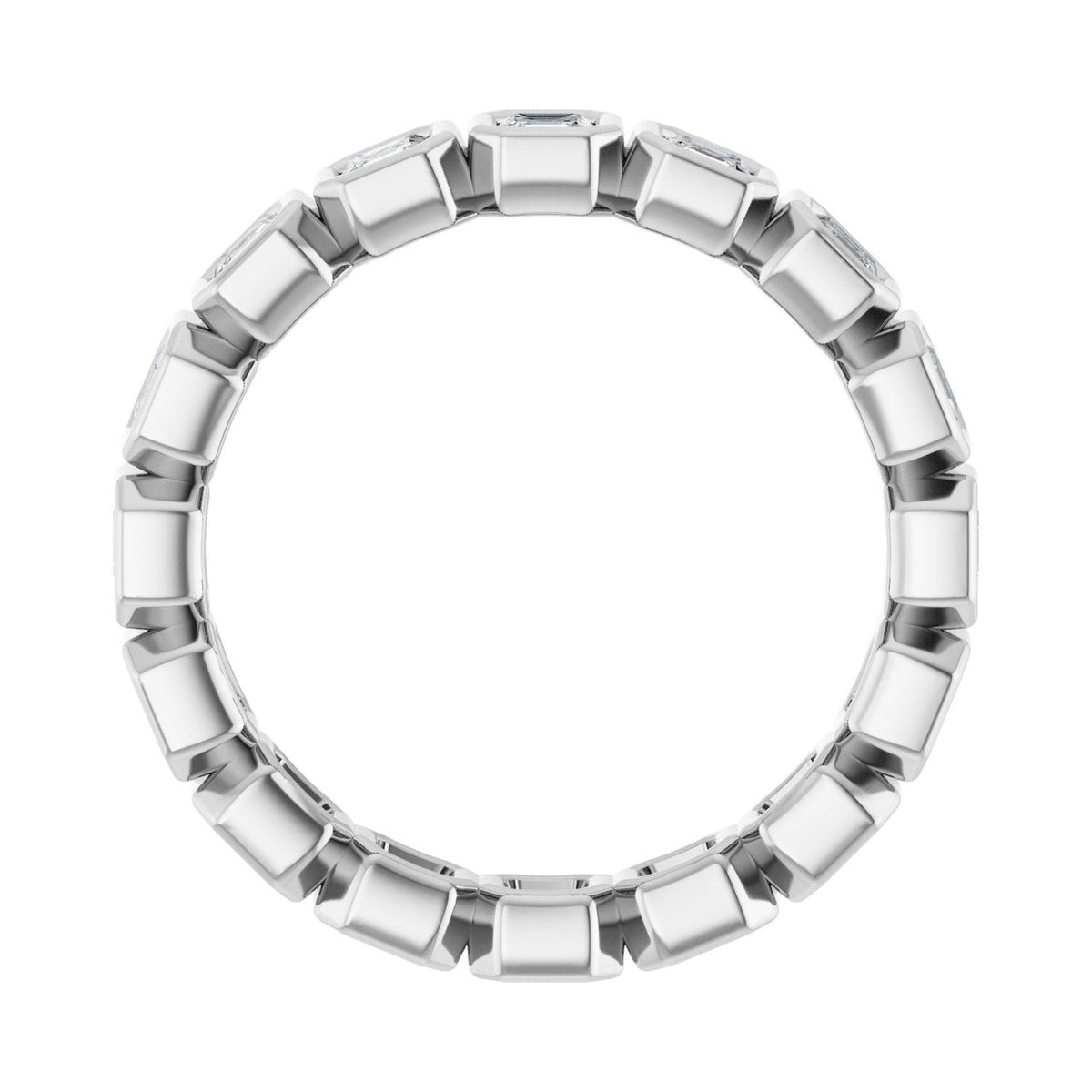 Sapphire Row Lab-Grown Diamond Asscher Station Band - 14K White Gold, 2.5 × 2.5 mm, 7 (view 2)