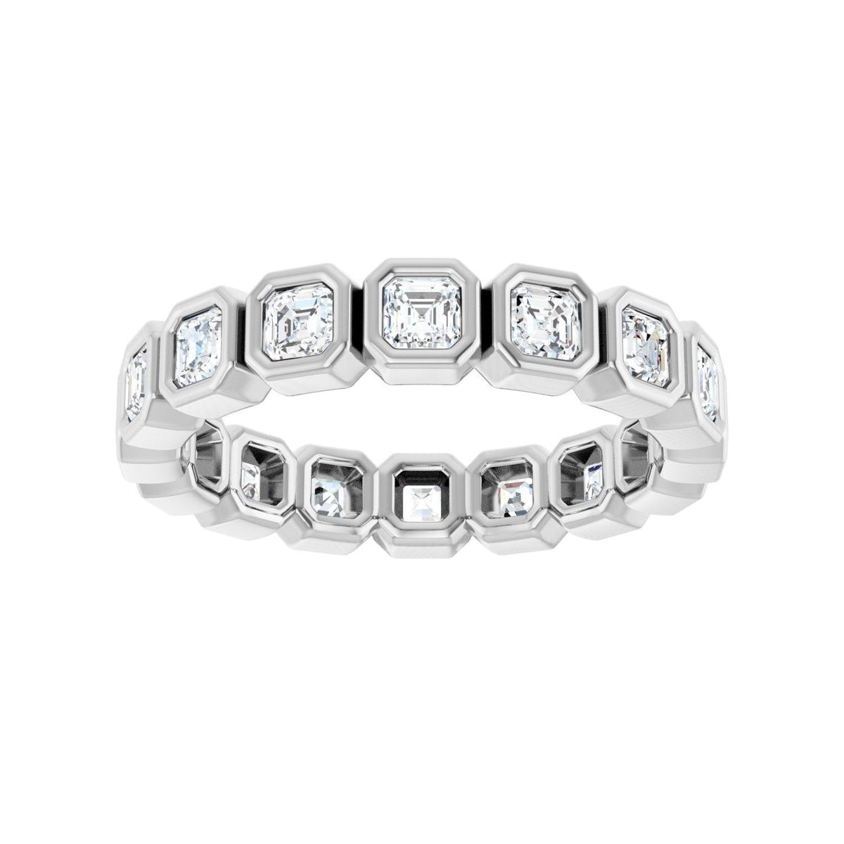 Sapphire Row Lab-Grown Diamond Asscher Station Band - 14K White Gold, 2.5 × 2.5 mm, 7 (view 3)