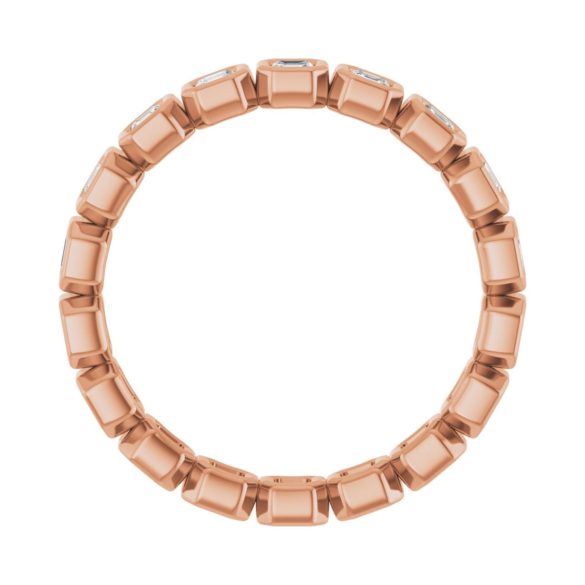Sapphire Row Lab-Grown Diamond Asscher Station Band - 14K Rose Gold, 2 × 2 mm, 7 (view 2)