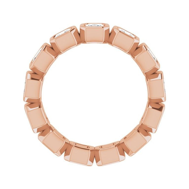 Sapphire Row Lab-Grown Diamond Asscher Station Band - 14K Rose Gold, 3 × 3 mm, 6 (view 2)