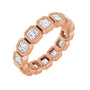 Sapphire Row Lab-Grown Diamond Asscher Station Band - 14K Rose Gold, 3 × 3 mm, 7