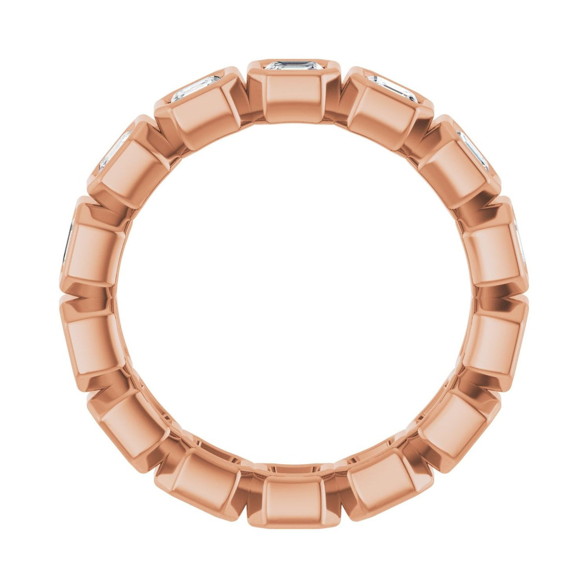 Sapphire Row Lab-Grown Diamond Asscher Station Band - 14K Rose Gold, 3 × 3 mm, 7 (view 2)