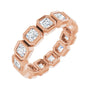 Sapphire Row Lab-Grown Diamond Asscher Station Band - 14K Rose Gold, 3 × 3 mm, 5.5