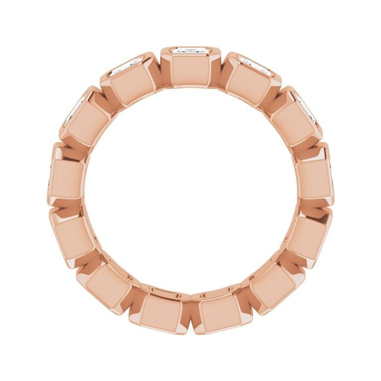 Sapphire Row Lab-Grown Diamond Asscher Station Band - 14K Rose Gold, 3 × 3 mm, 5.5 (view 2)