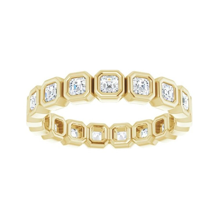 Sapphire Row Lab-Grown Diamond Asscher Station Band - 14K Yellow Gold, 2 × 2 mm, 5 (view 3)