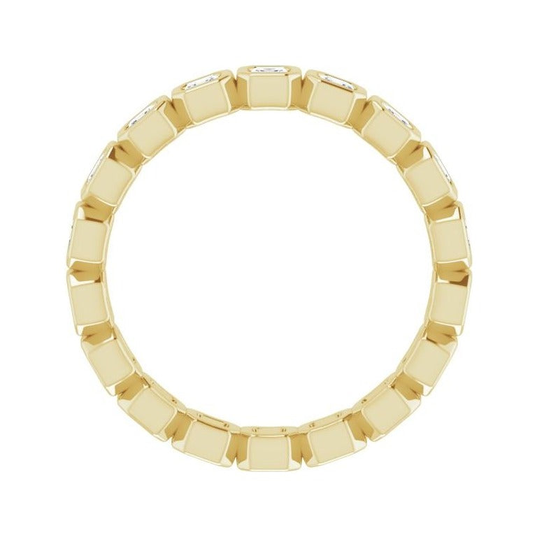 Sapphire Row Lab-Grown Diamond Asscher Station Band - 14K Yellow Gold, 2 × 2 mm, 6 (view 2)