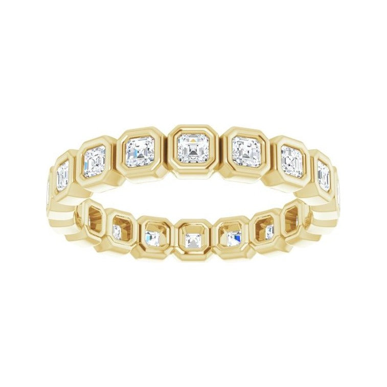 Sapphire Row Lab-Grown Diamond Asscher Station Band - 14K Yellow Gold, 2 × 2 mm, 6 (view 3)