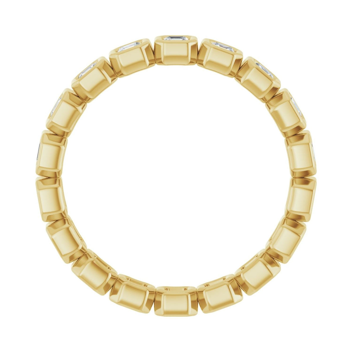 Sapphire Row Lab-Grown Diamond Asscher Station Band - 14K Yellow Gold, 2 × 2 mm, 7 (view 2)