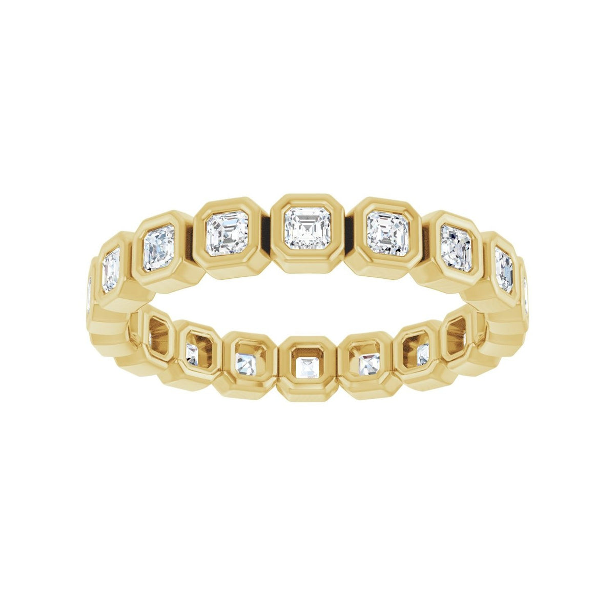 Sapphire Row Lab-Grown Diamond Asscher Station Band - 14K Yellow Gold, 2 × 2 mm, 7 (view 3)