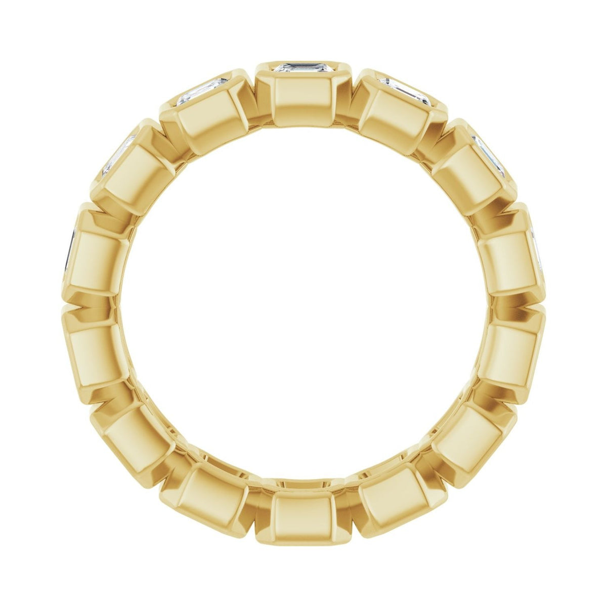 Sapphire Row Lab-Grown Diamond Asscher Station Band - 14K Yellow Gold, 3 × 3 mm, 7 (view 2)