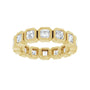 Sapphire Row Lab-Grown Diamond Asscher Station Band - 14K Yellow Gold, 3 × 3 mm, 7 (view 3)