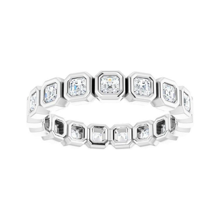 Sapphire Row Lab-Grown Diamond Asscher Station Band - 14K White Gold, 2 × 2 mm, 5 (view 3)
