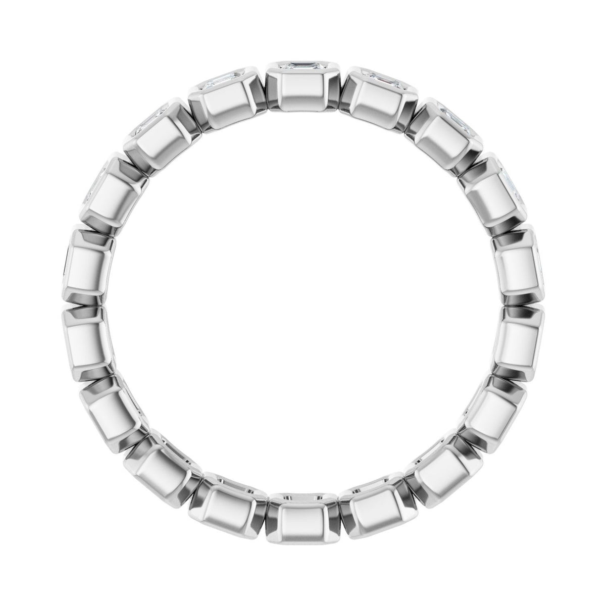 Sapphire Row Lab-Grown Diamond Asscher Station Band - 14K White Gold, 2 × 2 mm, 7 (view 2)