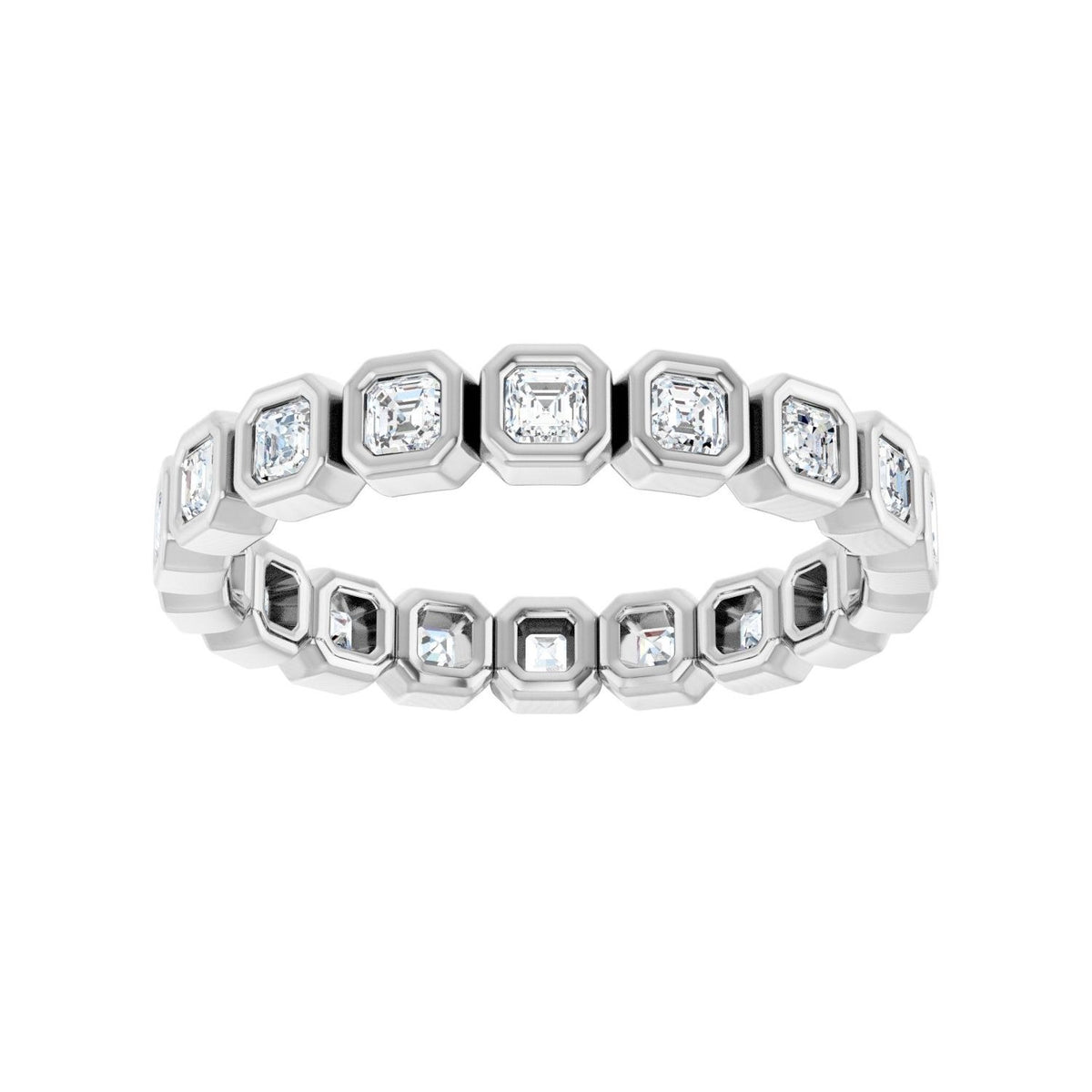 Sapphire Row Lab-Grown Diamond Asscher Station Band - 14K White Gold, 2 × 2 mm, 7 (view 3)