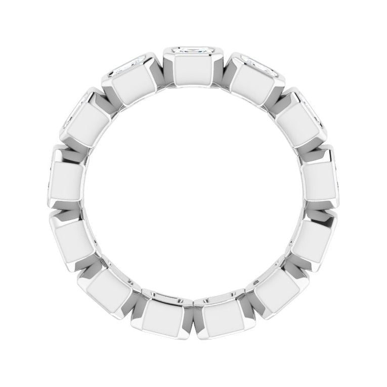 Sapphire Row Lab-Grown Diamond Asscher Station Band - 14K White Gold, 3 × 3 mm, 6 (view 2)