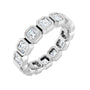 Sapphire Row Lab-Grown Diamond Asscher Station Band - 14K White Gold, 3 × 3 mm, 7