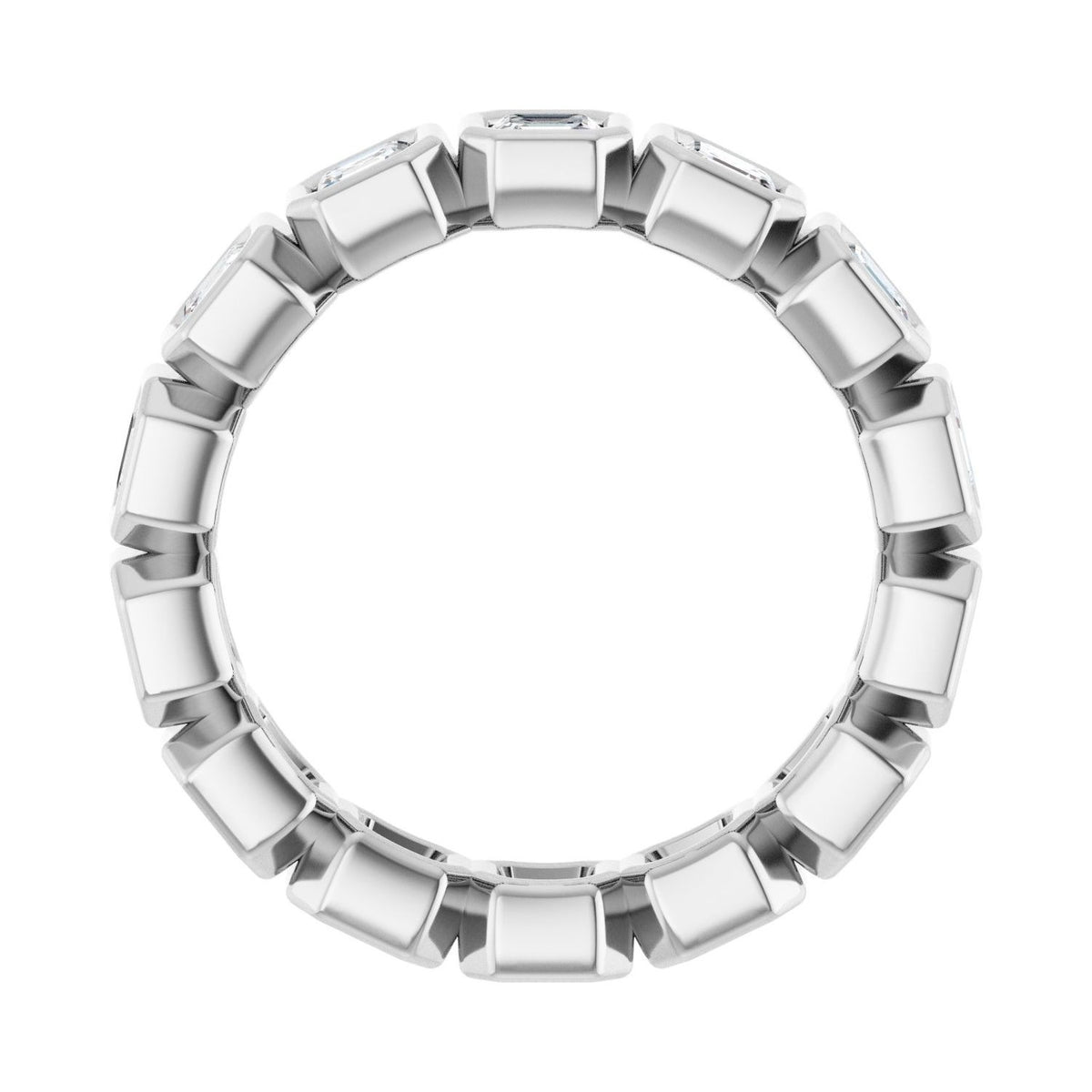 Sapphire Row Lab-Grown Diamond Asscher Station Band - 14K White Gold, 3 × 3 mm, 7 (view 2)
