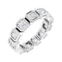Sapphire Row Lab-Grown Diamond Asscher Station Band - 14K White Gold, 3 × 3 mm, 5.5