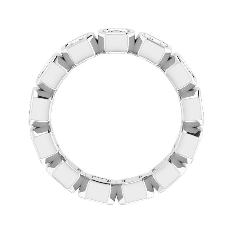 Sapphire Row Lab-Grown Diamond Asscher Station Band - 14K White Gold, 3 × 3 mm, 5.5 (view 2)