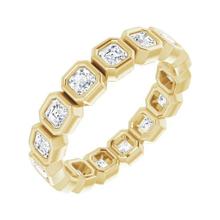 Sapphire Row Lab-Grown Diamond Asscher Station Band - 14K Yellow Gold, 2.5 × 2.5 mm, 6