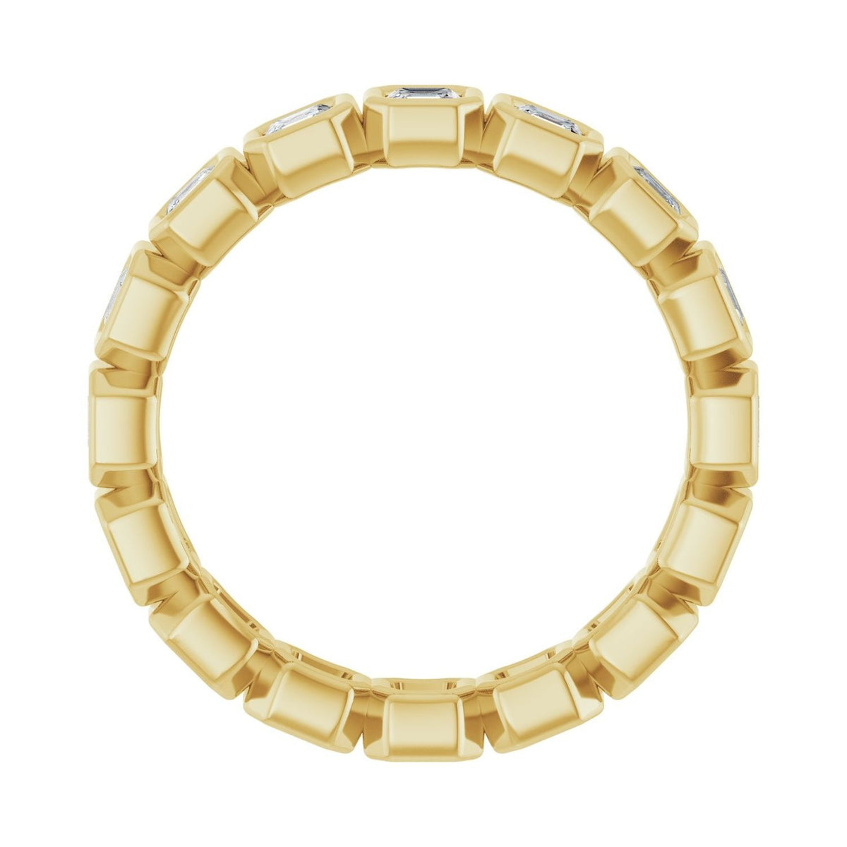 Sapphire Row Lab-Grown Diamond Asscher Station Band - 14K Yellow Gold, 2.5 × 2.5 mm, 7 (view 2)