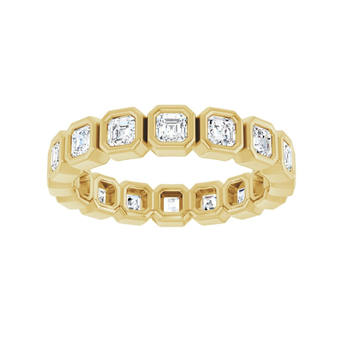 Sapphire Row Lab-Grown Diamond Asscher Station Band - 14K Yellow Gold, 2.5 × 2.5 mm, 7 (view 3)