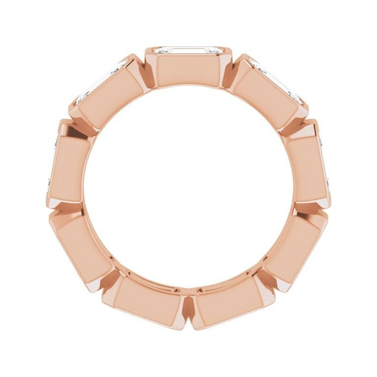 Sapphire Row Lab-Grown Diamond Emerald-Cut Station Band - 10K Rose Gold, 4 (view 2)