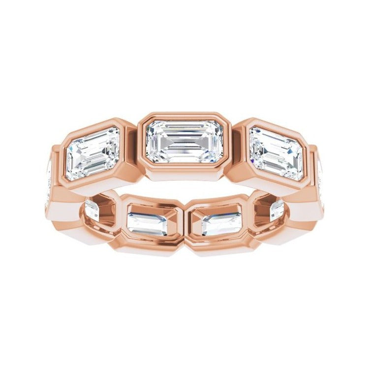 Sapphire Row Lab-Grown Diamond Emerald-Cut Station Band - 10K Rose Gold, 4 (view 3)