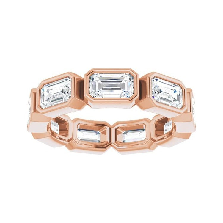 Sapphire Row Lab-Grown Diamond Emerald-Cut Station Band - 10K Rose Gold, 5 (view 3)