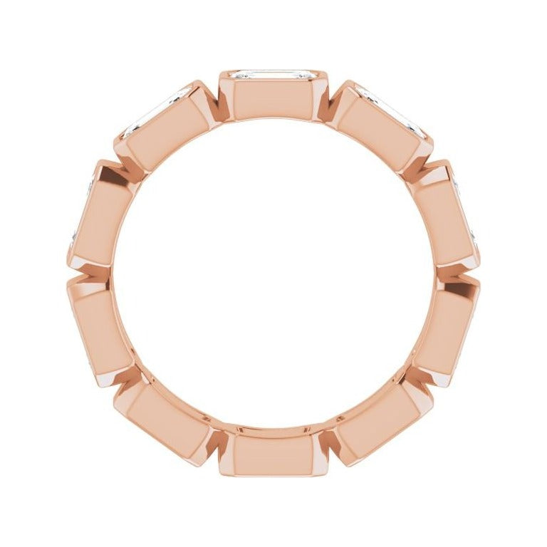 Sapphire Row Lab-Grown Diamond Emerald-Cut Station Band - 10K Rose Gold, 8 (view 2)