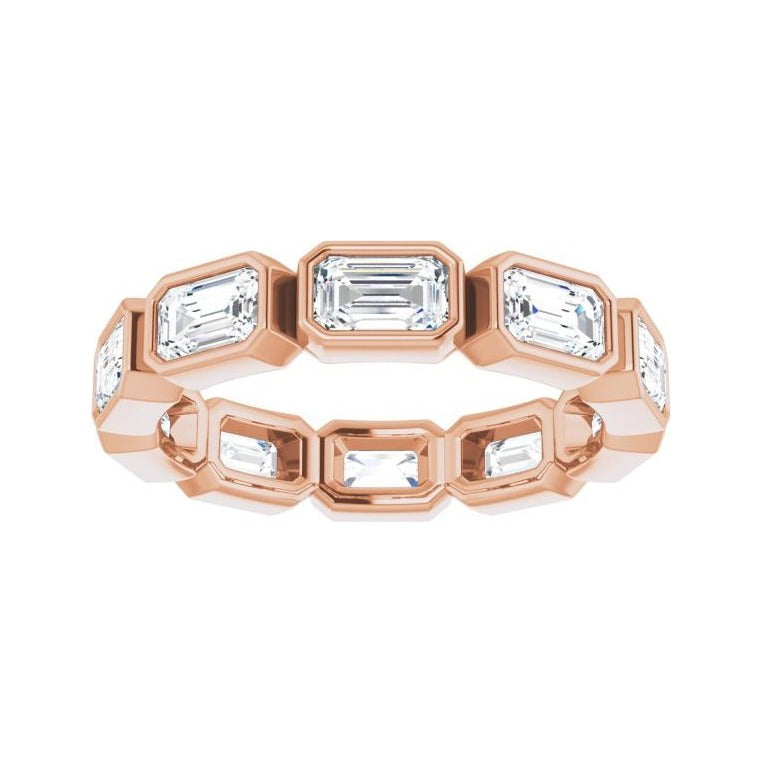 Sapphire Row Lab-Grown Diamond Emerald-Cut Station Band - 10K Rose Gold, 8 (view 3)