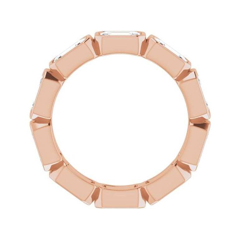 Sapphire Row Lab-Grown Diamond Emerald-Cut Station Band - 14K Rose Gold, 6 (view 2)