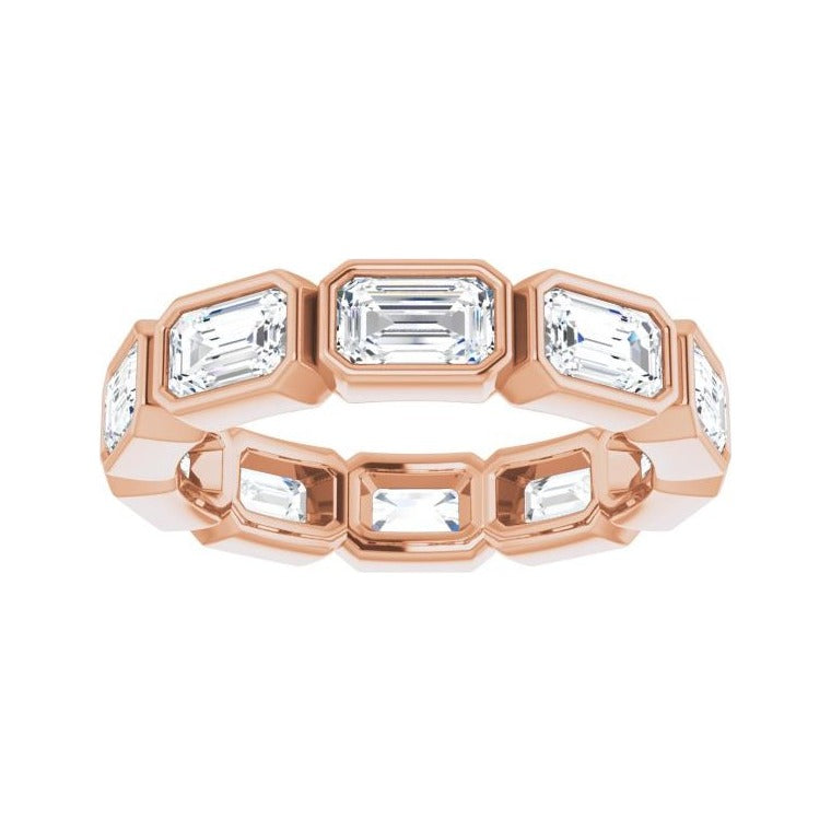 Sapphire Row Lab-Grown Diamond Emerald-Cut Station Band - 14K Rose Gold, 6 (view 3)