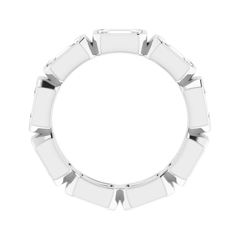 Sapphire Row Lab-Grown Diamond Emerald-Cut Station Band - 10K White Gold, 4.75 (view 2)