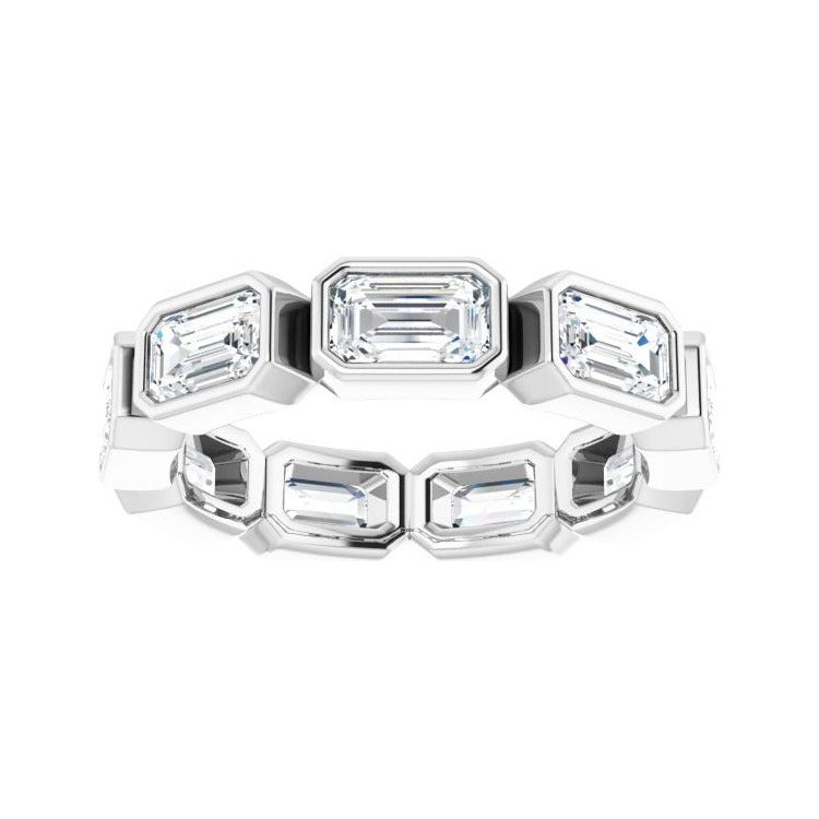 Sapphire Row Lab-Grown Diamond Emerald-Cut Station Band - 10K White Gold, 5.75 (view 3)