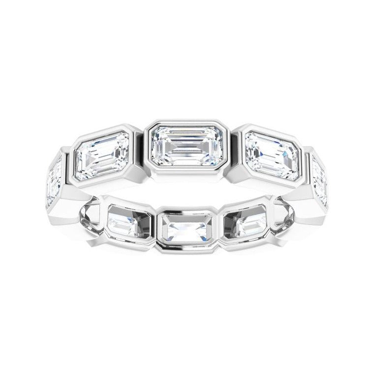 Sapphire Row Lab-Grown Diamond Emerald-Cut Station Band - 10K White Gold, 6.25 (view 3)