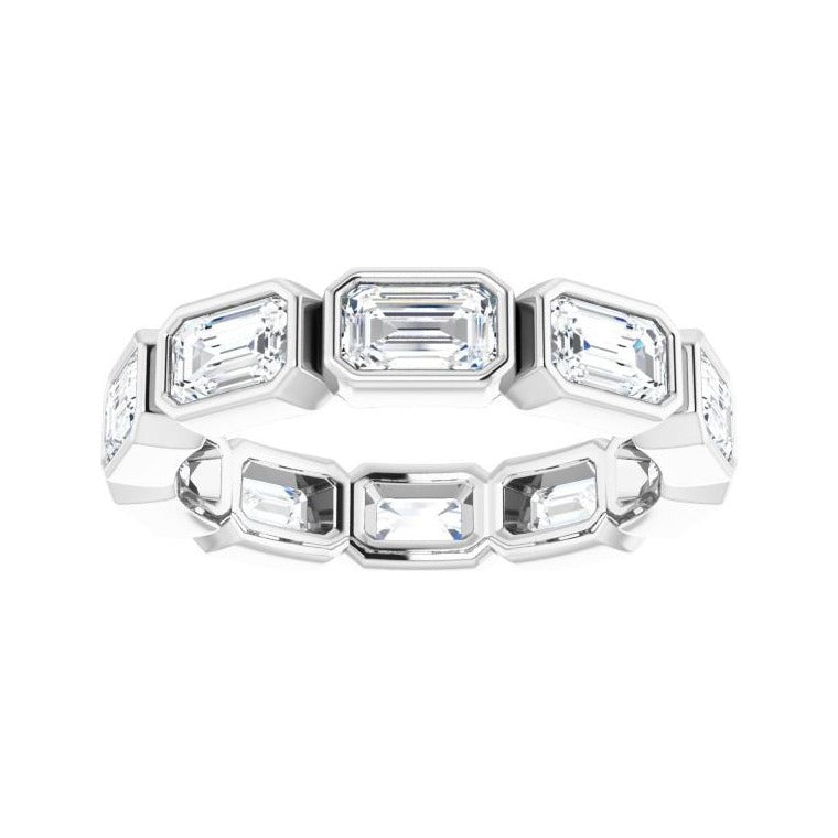 Sapphire Row Lab-Grown Diamond Emerald-Cut Station Band - 10K White Gold, 6.75 (view 3)