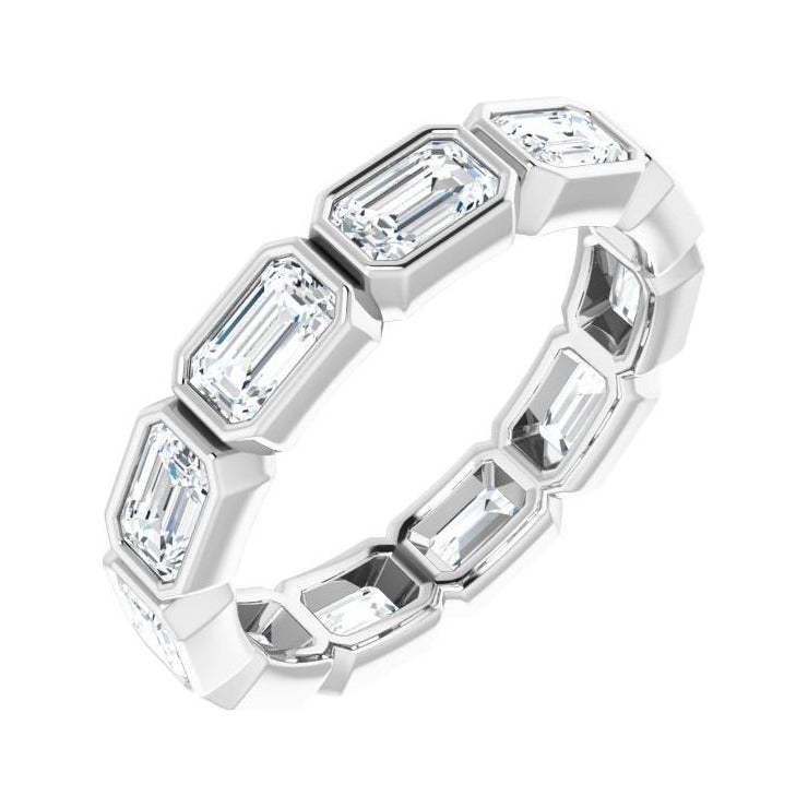 Sapphire Row Lab-Grown Diamond Emerald-Cut Station Band - 10K White Gold, 8.25